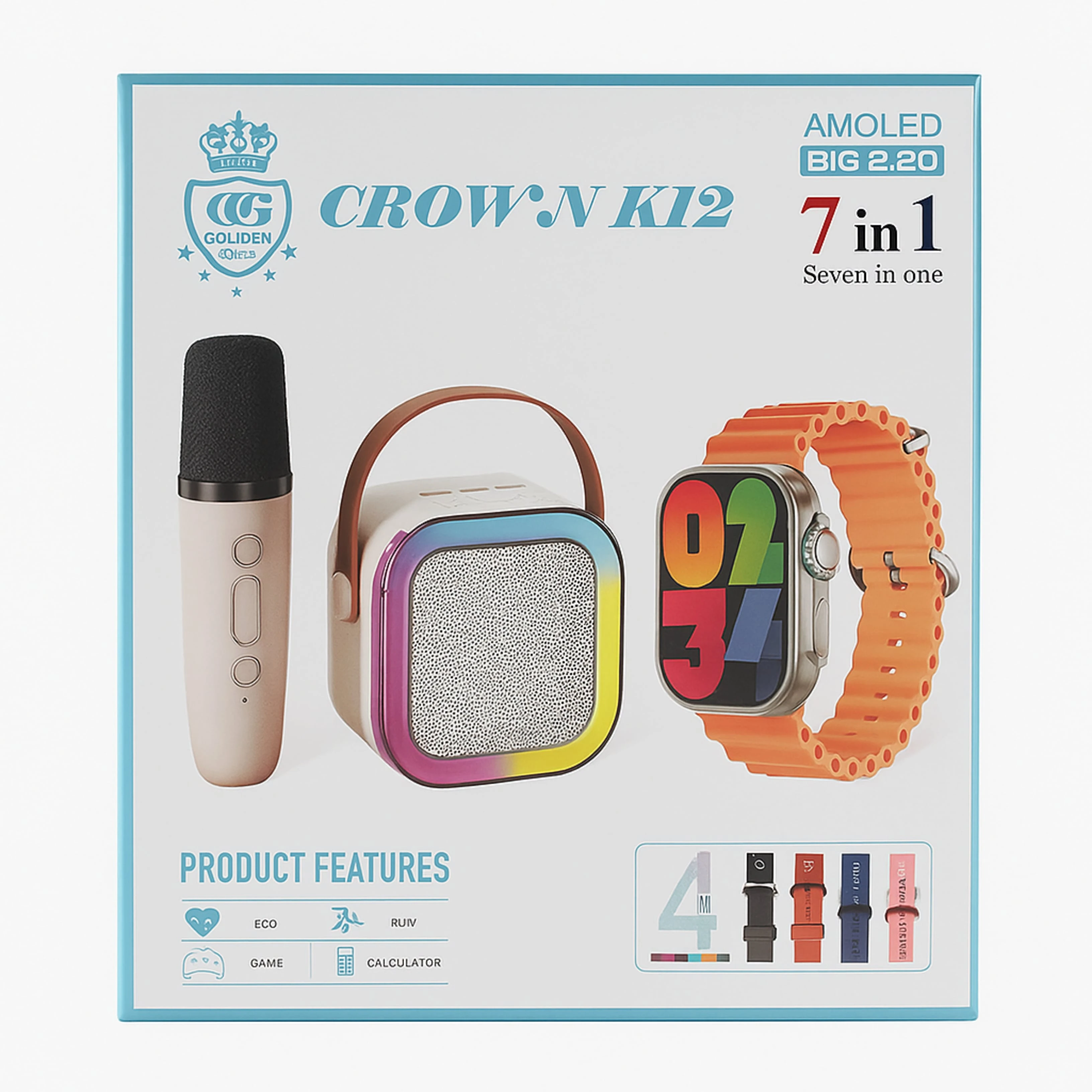 Crown K12 7 IN 1 Smart Watch with Mic+Speaker
